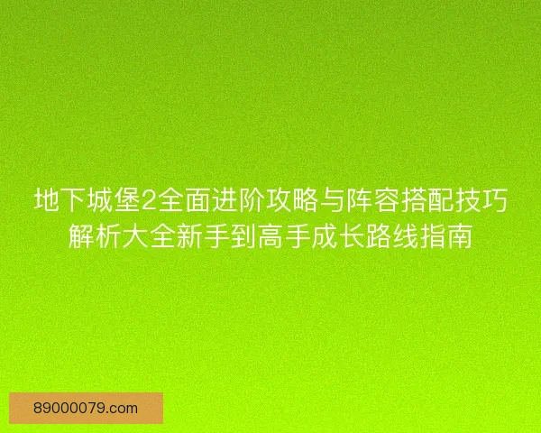 地下城堡2全面进阶攻略与阵容搭配技巧解析大全新手到高手成长路线指南