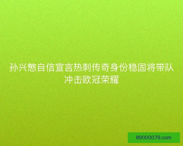 孙兴慜自信宣言热刺传奇身份稳固将带队冲击欧冠荣耀